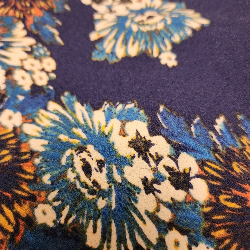 Ella Moss Blue Floral Shift Dress 3/4 Length Sleeves Size M - Picture 11 of 14